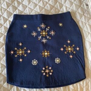 Embellished Navy Mini Skirt